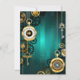 Steampunk Jewelry Watch on a Green Background Kaart