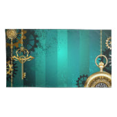 Steampunk Jewelry Watch on a Green Background Kussensloop (Achterkant-Rechts)