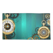 Steampunk Jewelry Watch on a Green Background Kussensloop (Achterkant-Links)