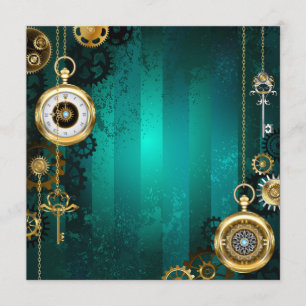 Steampunk Jewelry Watch on a Green Background Menu