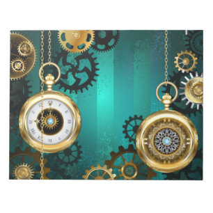 Steampunk Jewelry Watch on a Green Background Notitieblok