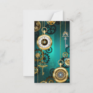 Steampunk Jewelry Watch on a Green Background Notitiekaartje