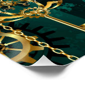 Steampunk Jewelry Watch on a Green Background Perfect Poster (Hoek)