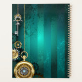 Steampunk Jewelry Watch on a Green Background Planner (Achterkant)