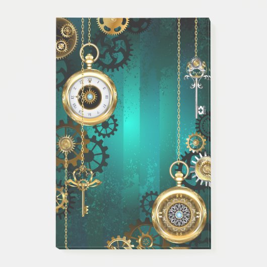 Steampunk Jewelry Watch on a Green Background Post-it® Notes (Voorkant)