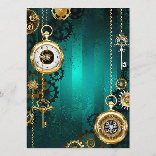 Steampunk Jewelry Watch on a Green Background Programma (Voorkant)