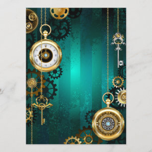Steampunk Jewelry Watch on a Green Background Programma