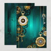 Steampunk Jewelry Watch on a Green Background Programma (Voorkant / Achterkant)