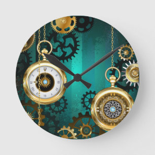 Steampunk Jewelry Watch on a Green Background Ronde Klok