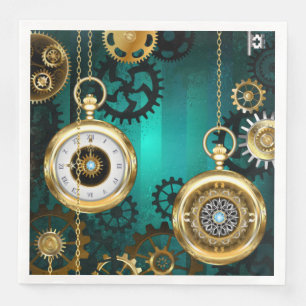 Steampunk Jewelry Watch on a Green Background Servet