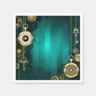 Steampunk Jewelry Watch on a Green Background Servet