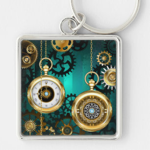 Steampunk Jewelry Watch on a Green Background Sleutelhanger