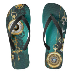 Steampunk Jewelry Watch on a Green Background Teenslippers