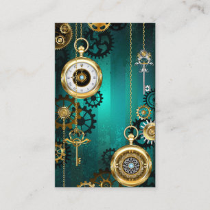 Steampunk Jewelry Watch on a Green Background Visitekaartje