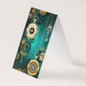 Steampunk Jewelry Watch on a Green Background Visitekaartjes (Voorkant)