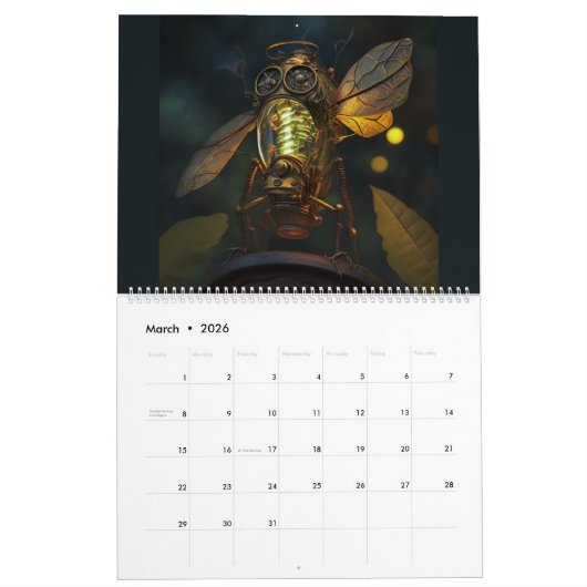 Steampunk Kalender, Steampunk Bug Kalender (Mar 2026)