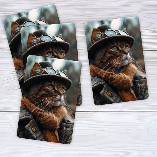 Steampunk Kat in Kleding Speelkaarten