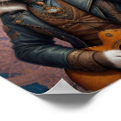 Steampunk kat in leren jas, gitaar spelen - poster (Hoek)