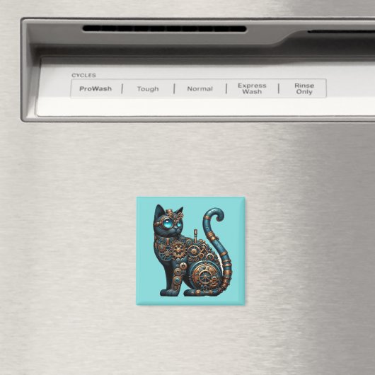 Steampunk Kat Magneet (Insitu (Vaatwasser))