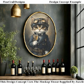 Steampunk kat met champagne AG8O decoupage Tissuepapier