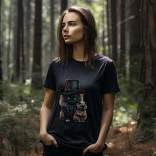 Steampunk Katten: Victoriaans Petten & blauwe ogen T-shirt