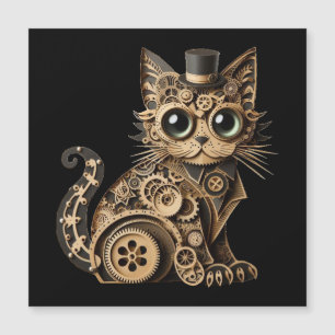 Steampunk kattendieren papier ambachten kunst magnetische uitnodiging