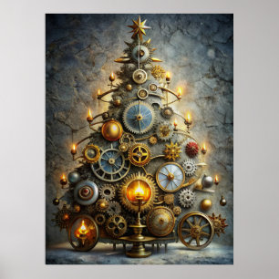 Steampunk Kerstboom Poster