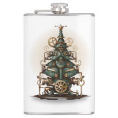 Steampunk Kerstboom Retro Style Heupfles (Voorkant)