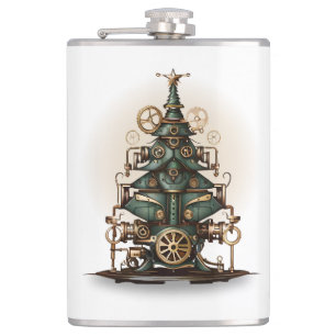 Steampunk Kerstboom  Retro Style Heupfles