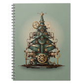 Steampunk Kerstboom Retro Style Notitieboek (Voorkant)