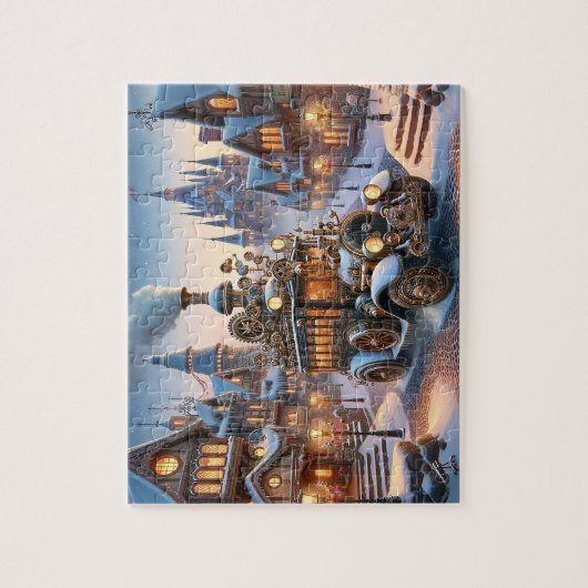 Steampunk Kerstbus Puzzel Legpuzzel (Verticaal)