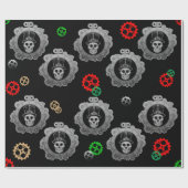 Steampunk kerstcadeautje cadeaupapier (Vlak)