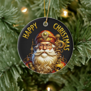 Steampunk Kerstman Keramisch Ornament