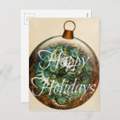 Steampunk-kerstversiering Feestdagenkaart (Voorkant / Achterkant)