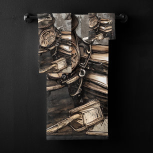  steampunk ketel   Spellbooks en klokken Bad Handdoek