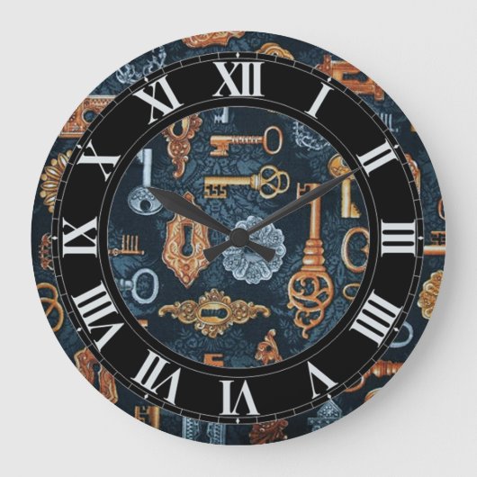 Steampunk Keys en Key Holt Pattern-klok Grote Klok (Voorkant)