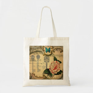 Steampunk Keys Modern Roze Bloem Camellia Tote Bag