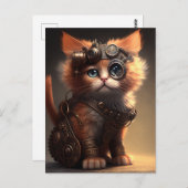 Steampunk Kitten Briefkaart (Voorkant / Achterkant)