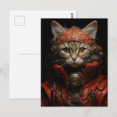 Steampunk Kitten en rouge carte postale (Devant / Derrière)