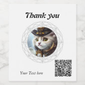 Steampunk kitten wijn etiket (Enkel label)