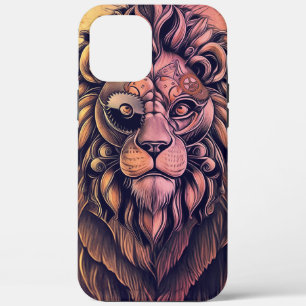 Steampunk-kleurenverloop Rustische lion iPhone 12 Pro Max Hoesje