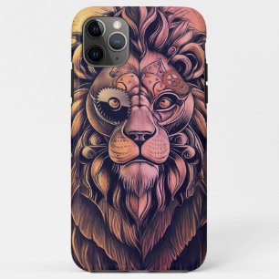 Steampunk-kleurenverloop Rustische lion iPhone 11 Pro Max Hoesje