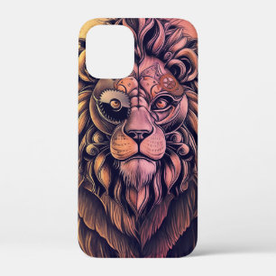 Steampunk-kleurenverloop Rustische lion iPhone 12 Mini Hoesje