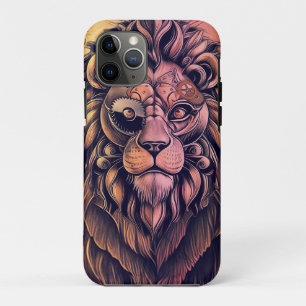 Steampunk-kleurenverloop Rustische lion iPhone 11 Pro Hoesje