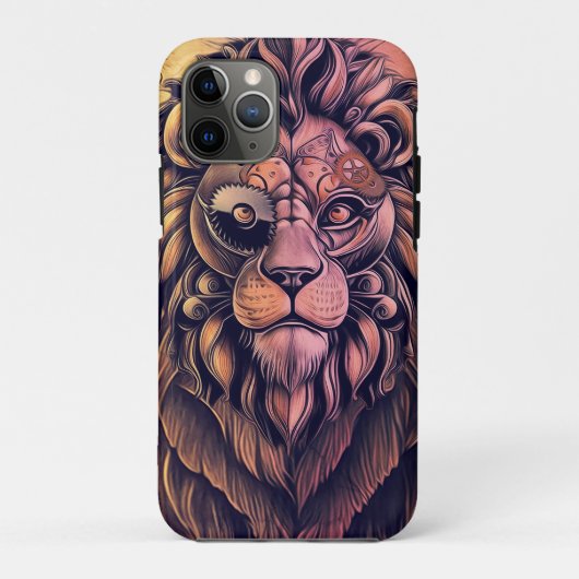 Steampunk-kleurenverloop Rustische lion Case-Mate iPhone Case (Achterkant)