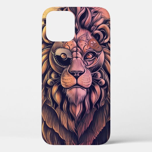 Steampunk-kleurenverloop Rustische lion Case-Mate iPhone Case (Achterkant)