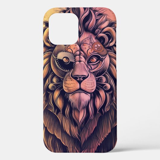 Steampunk-kleurenverloop Rustische lion Case-Mate iPhone Case (Achterkant)