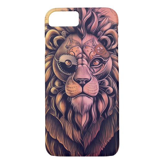 Steampunk-kleurenverloop Rustische lion Case-Mate iPhone Case (Achterkant)