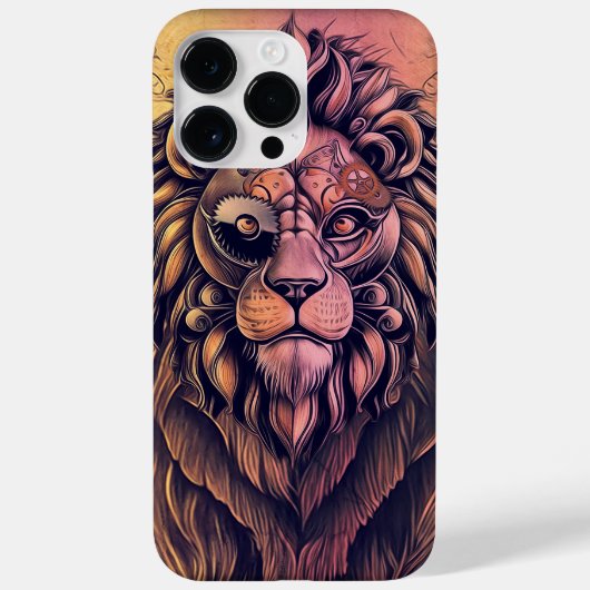 Steampunk-kleurenverloop Rustische lion Case-Mate iPhone Case (Achterkant)