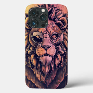 Steampunk-kleurenverloop Rustische lion iPhone 13 Pro Hoesje